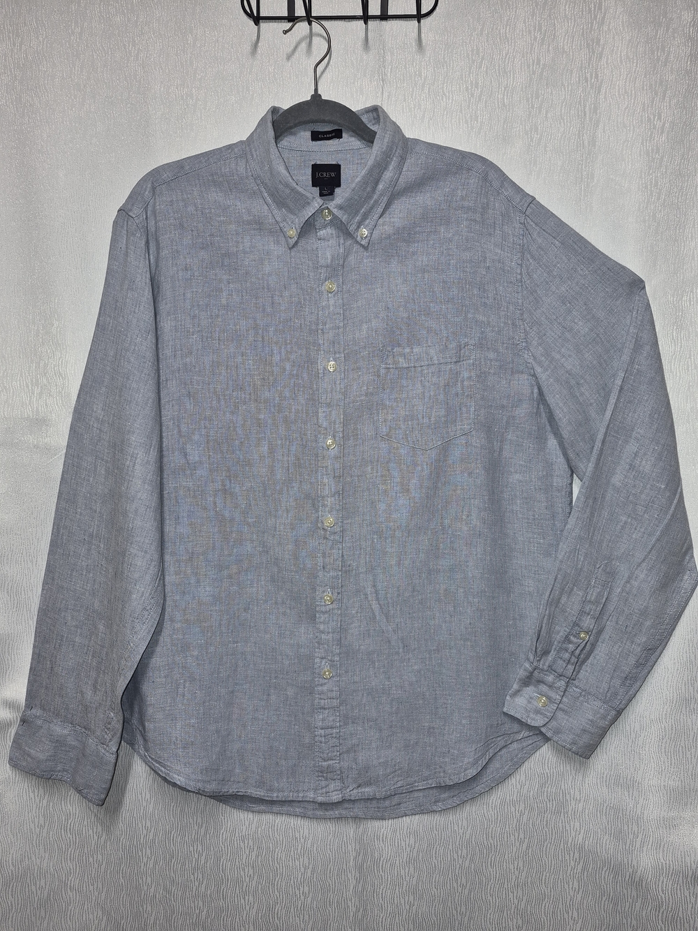 J. Crew Men's Light Blue Button-Down Linen Shirt
